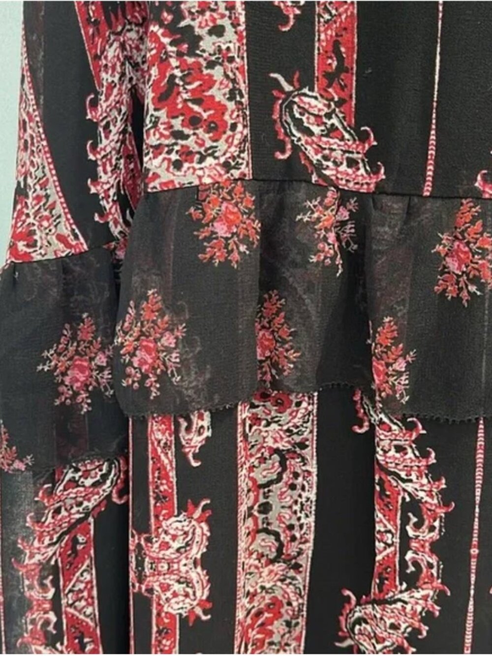 NWT AVEC LES FILLES Paisley-Print Tiered Maxi Dress Size 8 - Picture 8 of 14